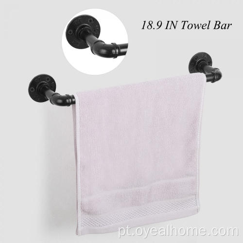 Suporte de toalha de banheiro de tubo de ferro de 4 peças para parede